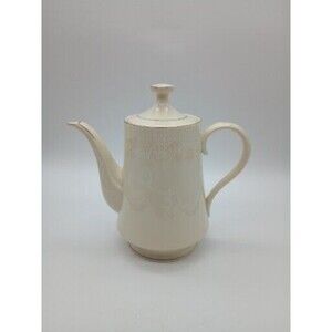 Budlet Teapot Ivory Fine China Leaf Vine Pattern